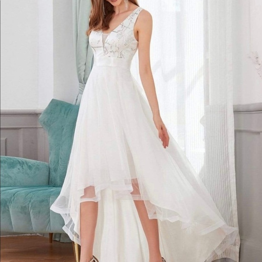 Ever Pretty White High-Low A-Line Wedding Dress